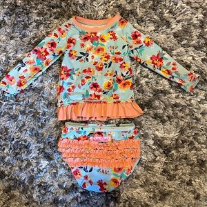 Ruffle Butts floral toddler rash guard bathing suit bikini 2t